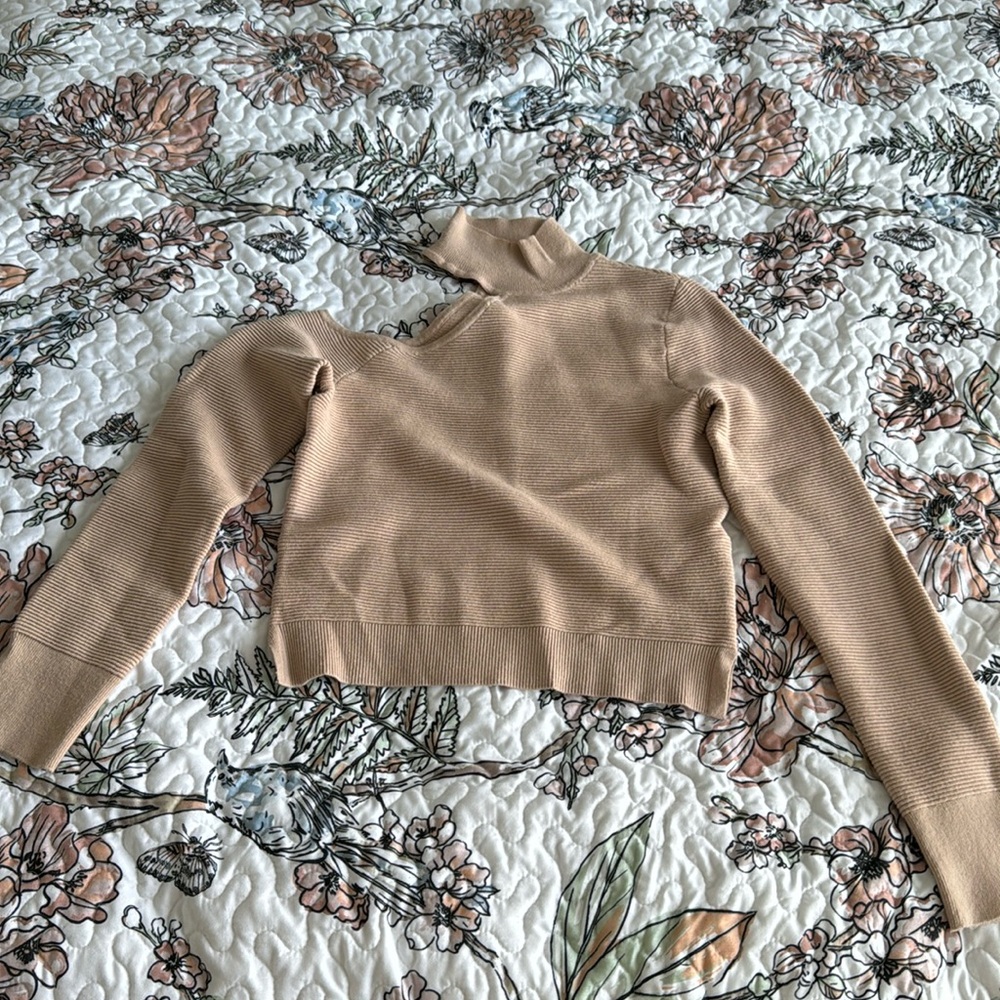Abercrombie & Fitch Mock Neck Cold Shoulder Sweater